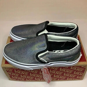 VANS Prism Classic Slip-On Sneakers Women’s 5 Suede Metallic Silver New